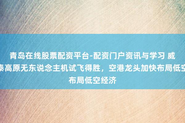 青岛在线股票配资平台-配资门户资讯与学习 威海广泰高原无东说念主机试飞得胜，空港龙头加快布局低空经济