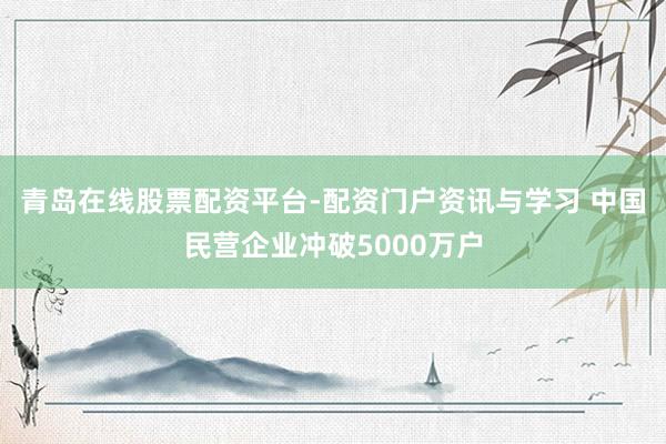 青岛在线股票配资平台-配资门户资讯与学习 中国民营企业冲破5000万户