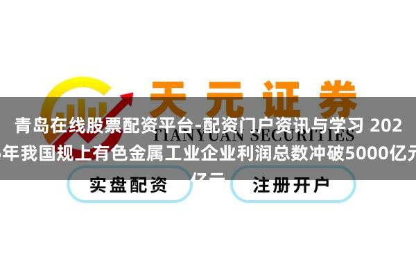 青岛在线股票配资平台-配资门户资讯与学习 2025年我国规上有色金属工业企业利润总数冲破5000亿元
