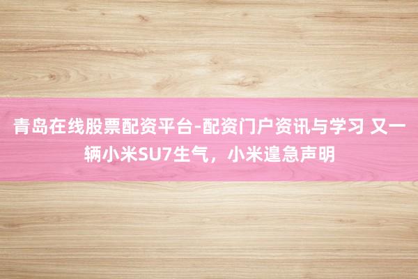 青岛在线股票配资平台-配资门户资讯与学习 又一辆小米SU7生气，小米遑急声明
