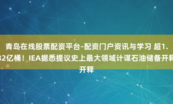 青岛在线股票配资平台-配资门户资讯与学习 超1.82亿桶！IEA据悉提议史上最大领域计谋石油储备开释