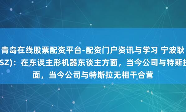 青岛在线股票配资平台-配资门户资讯与学习 宁波耿介(300998.SZ)：在东谈主形机器东谈主方面，当今公司与特斯拉无相干合营