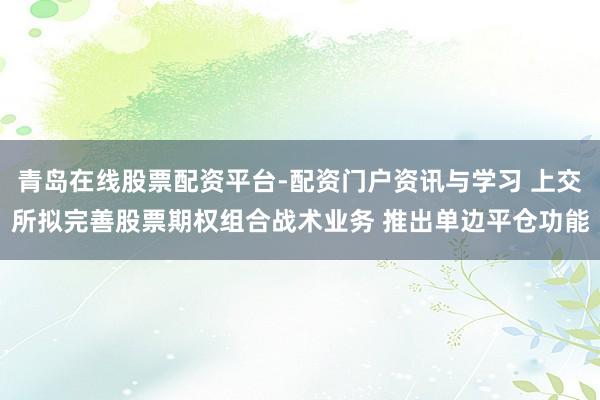 青岛在线股票配资平台-配资门户资讯与学习 上交所拟完善股票期权组合战术业务 推出单边平仓功能
